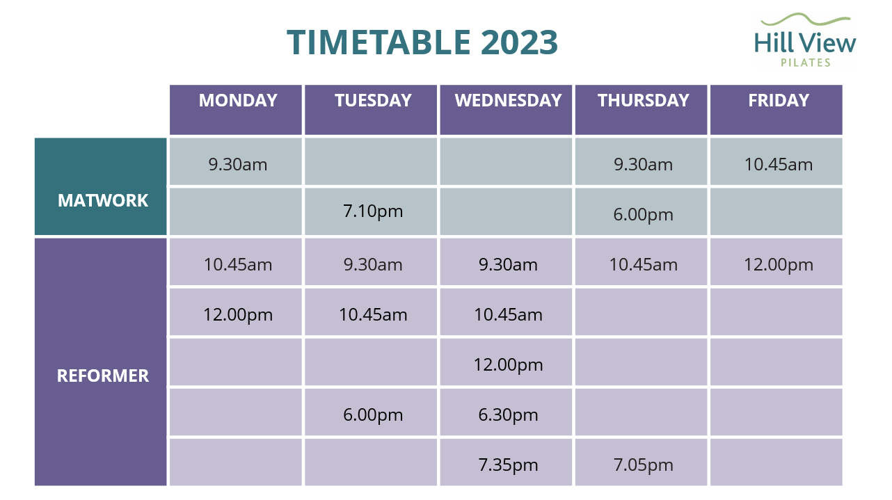 Timetable Pilates Steyning